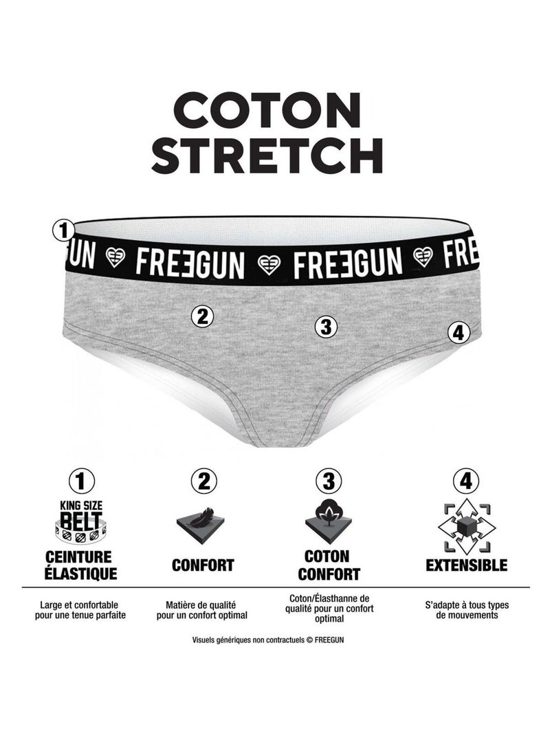 Lot de 5 culottes femme en coton Ethnik Freegun Noir - Kiabi