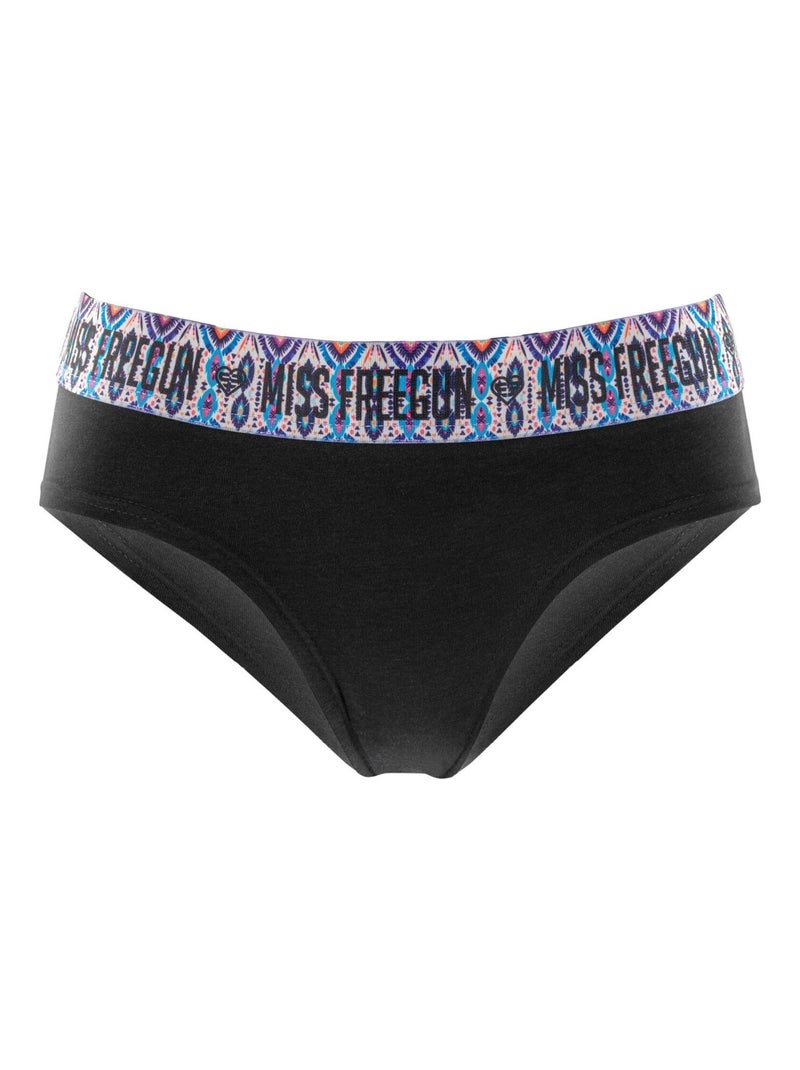 Lot de 5 culottes fille en coton Ethnik Freegun Noir Bleu - Kiabi