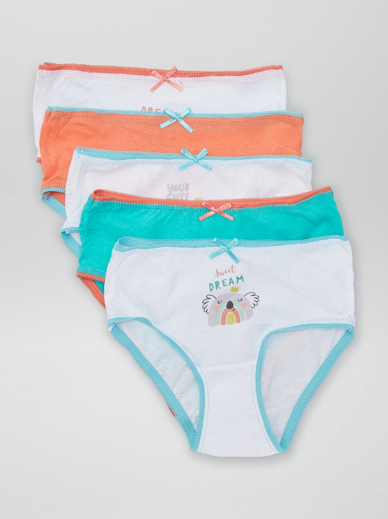 Lot de 5 culottes imprimé 'animaux' Blanc/vert/rose - Kiabi