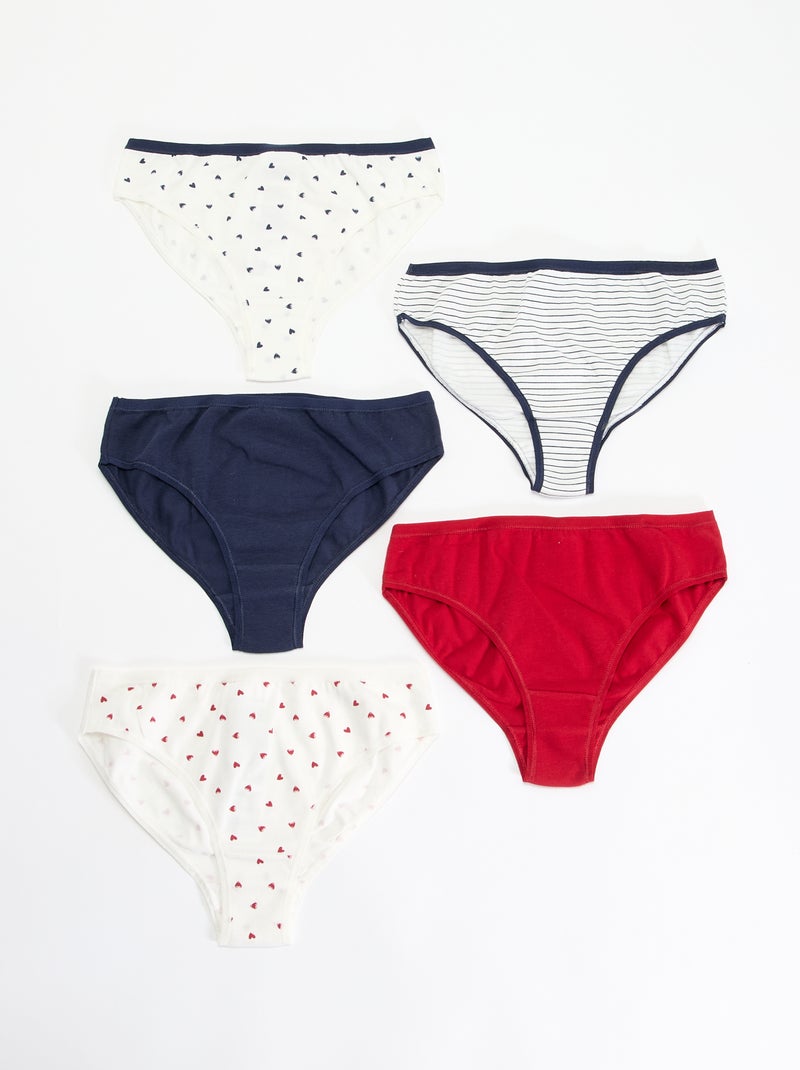 Lot de 5 culottes imprimées Blanc - Kiabi