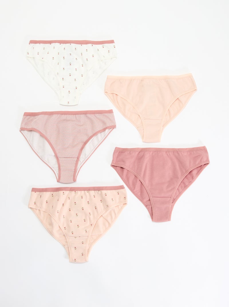 Lot de 5 culottes imprimées Rose - Kiabi