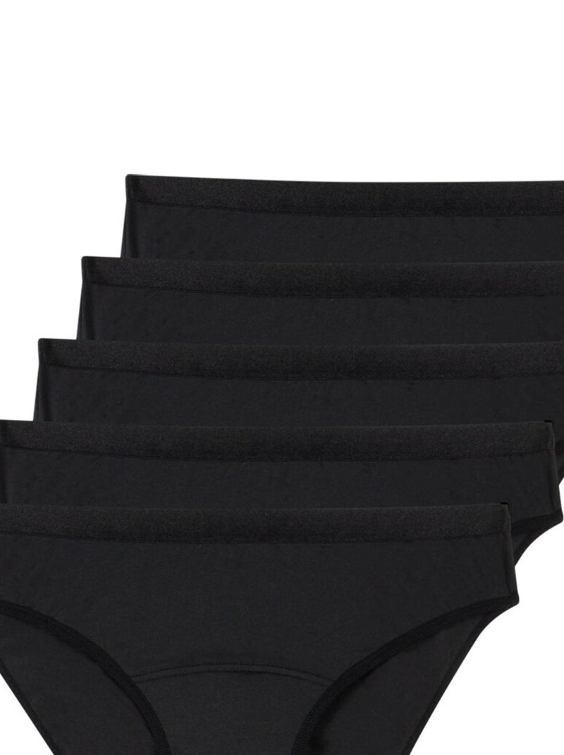 Lot de 5 culottes menstruelles taille haute femme Athena Noir - Kiabi
