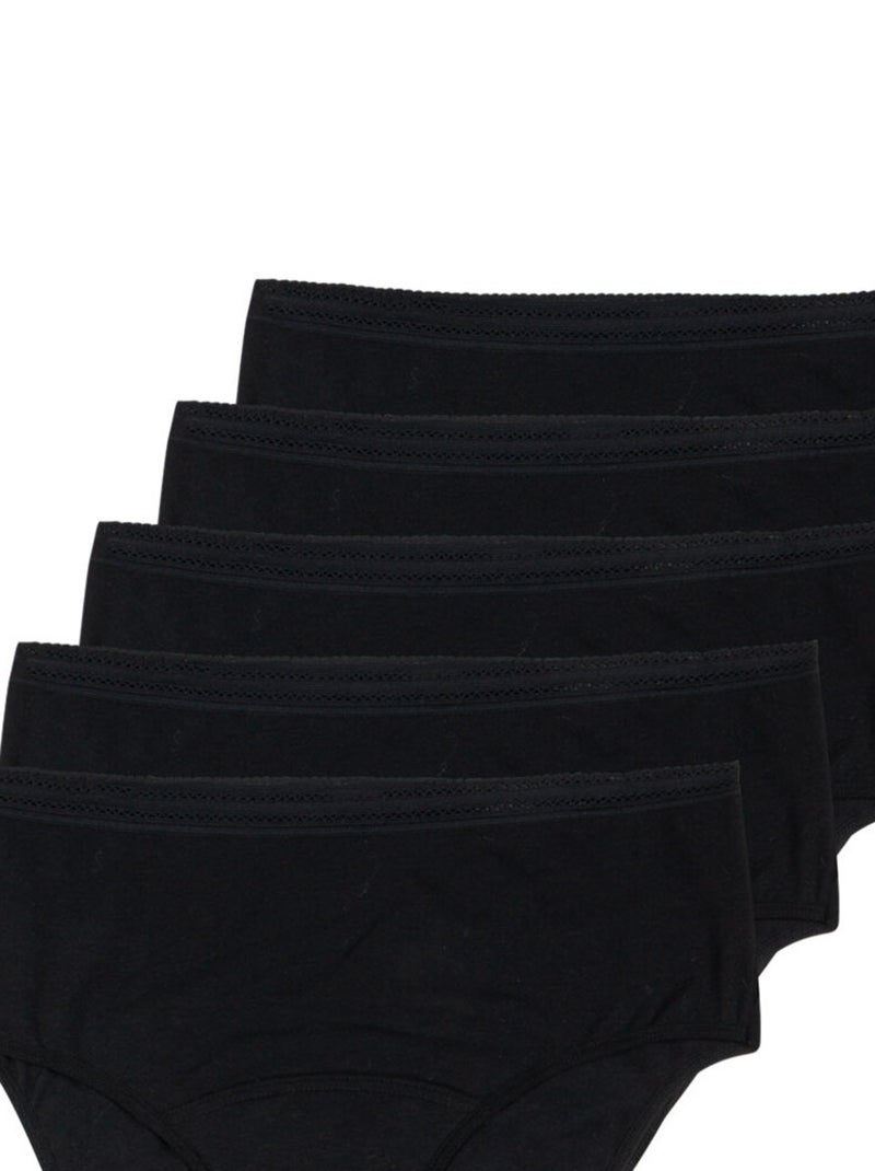 Lot de 5 culottes menstruelles taille haute femme Athena Noir - Kiabi