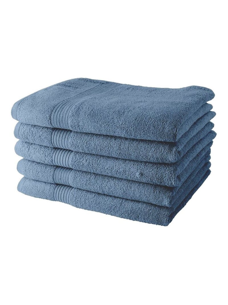 Lot de 5 Draps de Bain coton uni ESSENTIAL Bleu gris - Kiabi