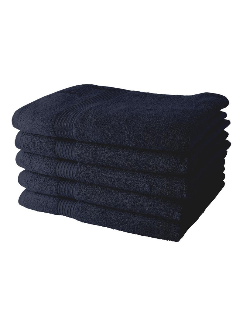 Lot de 5 Draps de Bain coton uni ESSENTIAL Bleu marine - Kiabi