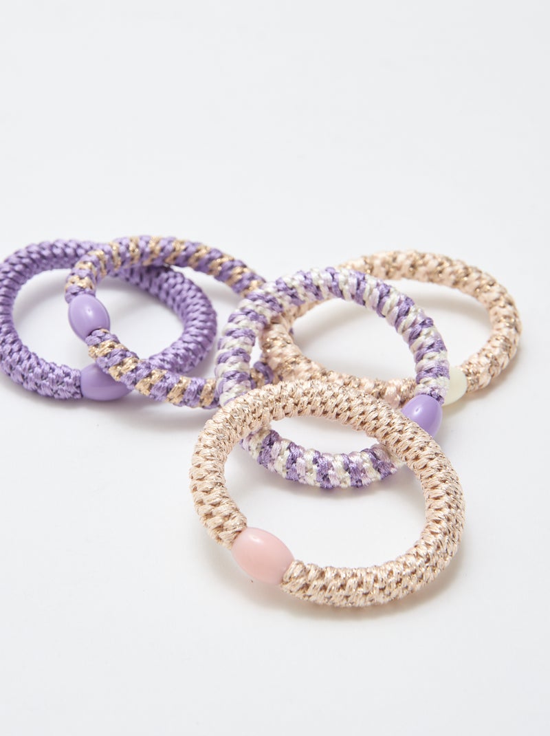 Lot de 5 élastiques colorés Violet - Kiabi