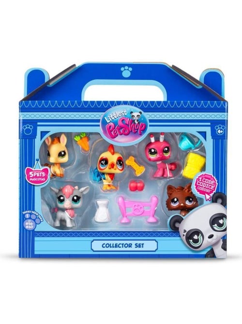 Lot de 5 figurines - set collector thème ferme + accessoires - bandai littlest pet shop - Kiabi