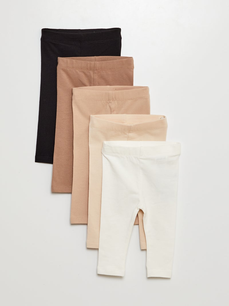 Lot de 5 leggings unis Beige - Kiabi