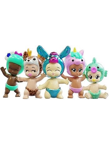 Lot de 5 mini-figurines bébé aléatoires dont 3 mystères - bandai bibi chibis