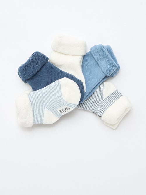 Lot de 5 paires de chaussette avec revers en coton - Kiabi