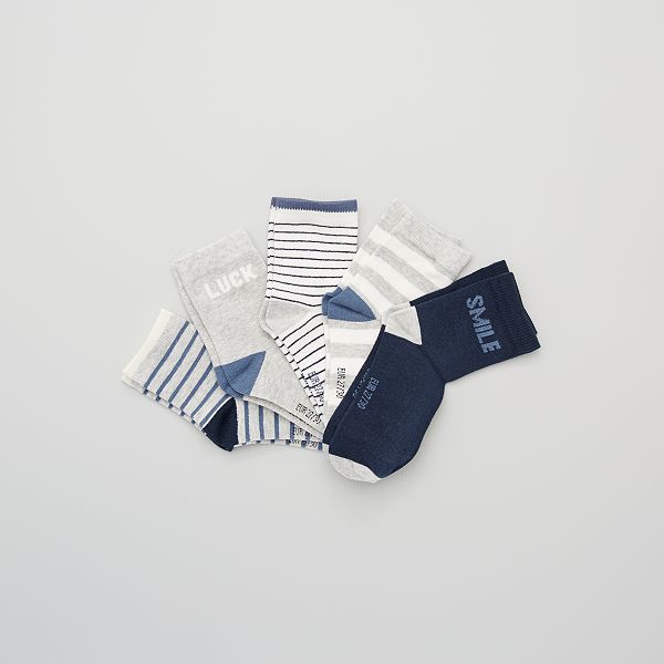 Lot De 5 Paires De Chaussettes Garcon Raye Bleu Kiabi 6 00