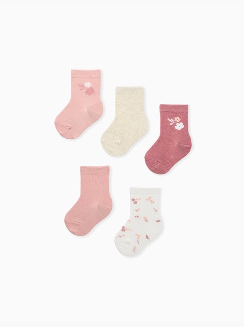 Lot de 5 paires de chaussettes à fleurs - Kiabi