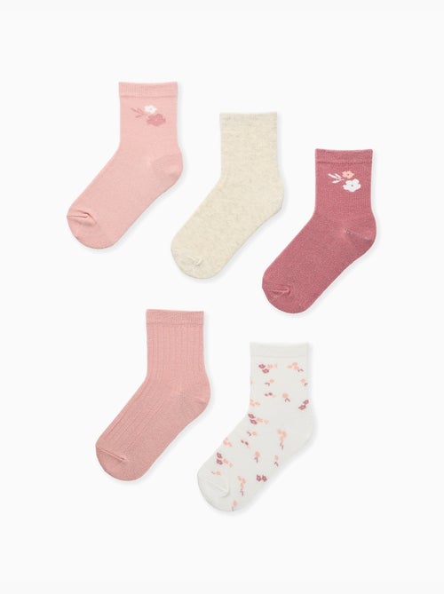 Lot de 5 paires de chaussettes à fleurs - Kiabi