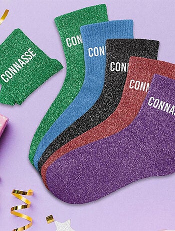 Lot de 5 paires de chaussettes à paillettes Connasse