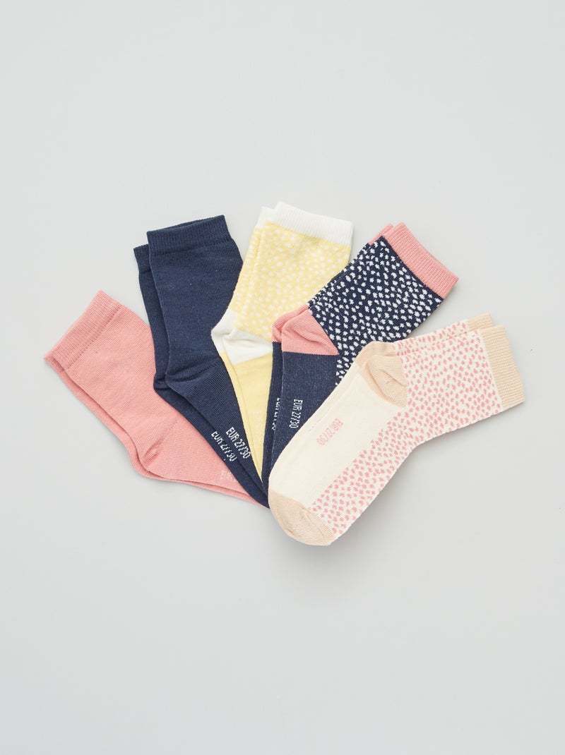 Lot de 5 paires de chaussettes à pois Rose - Kiabi