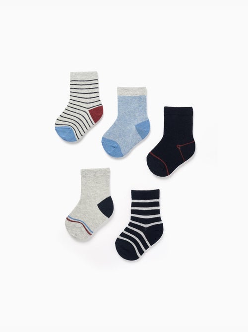 Lot de 5 paires de chaussettes à rayures - Kiabi