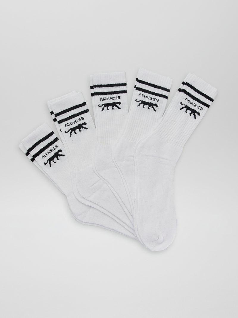 Lot de 5 paires de chaussettes 'Airness' Blanc - Kiabi
