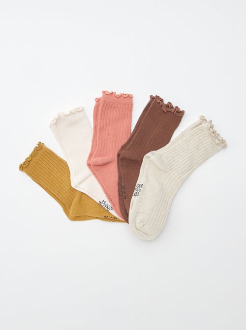 Lot de 5 paires de chaussettes avec bord volanté - Kiabi Lot de 5 paires de chaussettes avec bord volanté - Kiabi