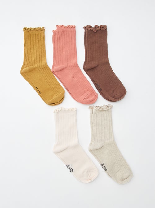 Lot de 5 paires de chaussettes avec bord volanté - Kiabi Lot de 5 paires de chaussettes avec bord volanté - Kiabi