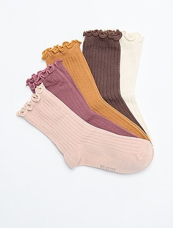 Lot de 5 paires de chaussettes avec bord volanté