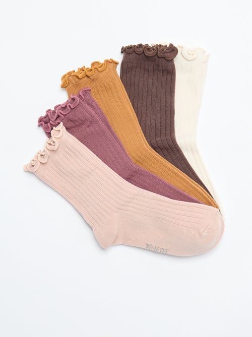 Lot de 5 paires de chaussettes avec bord volanté - Kiabi