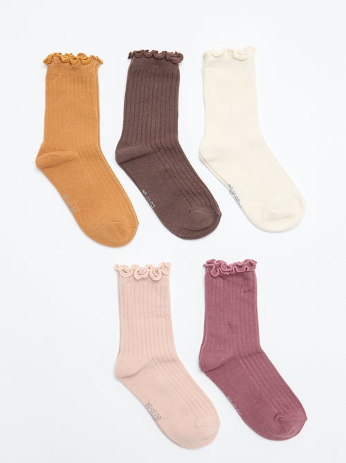 Lot de 5 paires de chaussettes avec bord volanté - Kiabi
