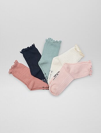 Lot de 5 paires de chaussettes avec bord volanté