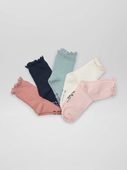 Lot de 5 paires de chaussettes avec bord volanté - Kiabi