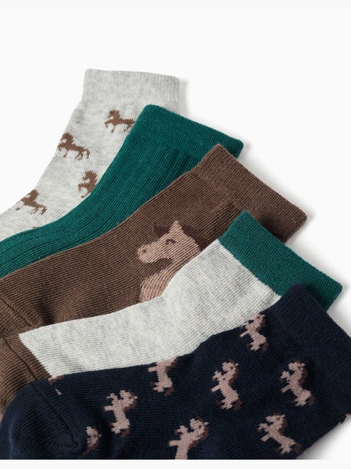 Lot de 5 paires de chaussettes avec chevaux - Kiabi Lot de 5 paires de chaussettes avec chevaux - Kiabi