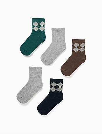 Lot de 5 paires de chaussettes avec jacquard losange