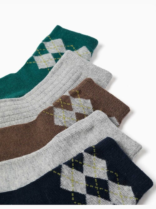 Lot de 5 paires de chaussettes avec jacquard losange - Kiabi Lot de 5 paires de chaussettes avec jacquard losange - Kiabi