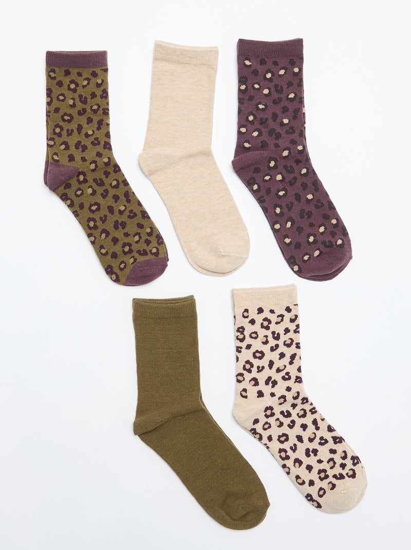 Lot de 5 paires de chaussettes Beige - Kiabi