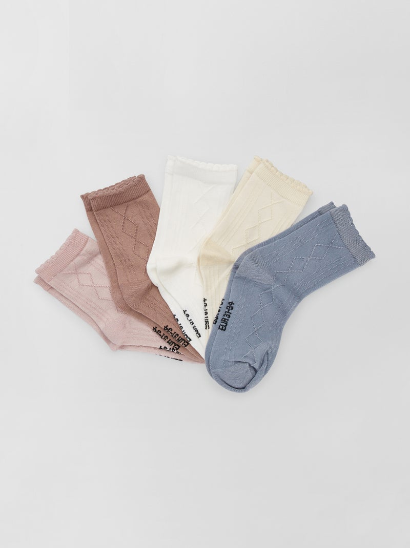 Lot de 5 paires de chaussettes beige/rose - Kiabi