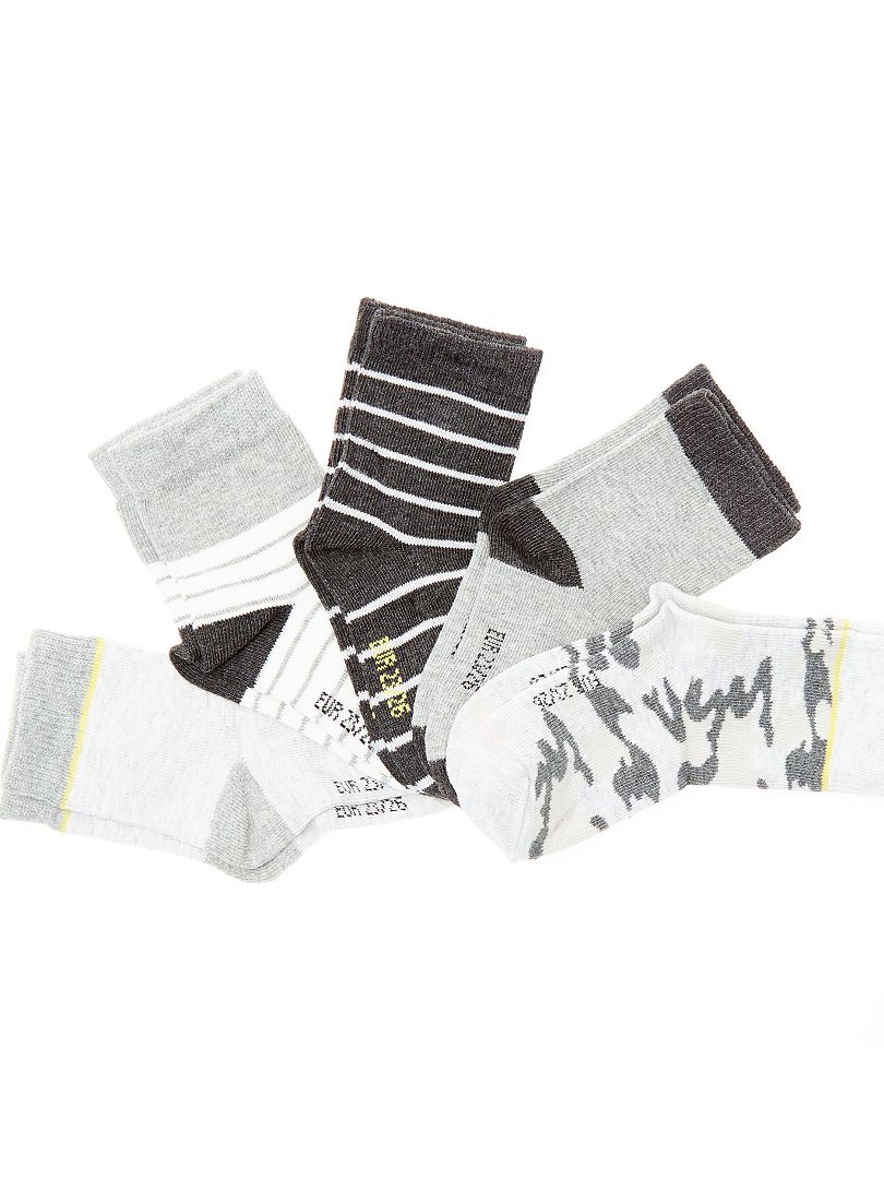 Lot de 5 paires de chaussettes camouflage/rayures - Kiabi