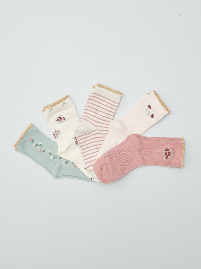 Lot de 5 paires de chaussettes colorées Doré - Kiabi