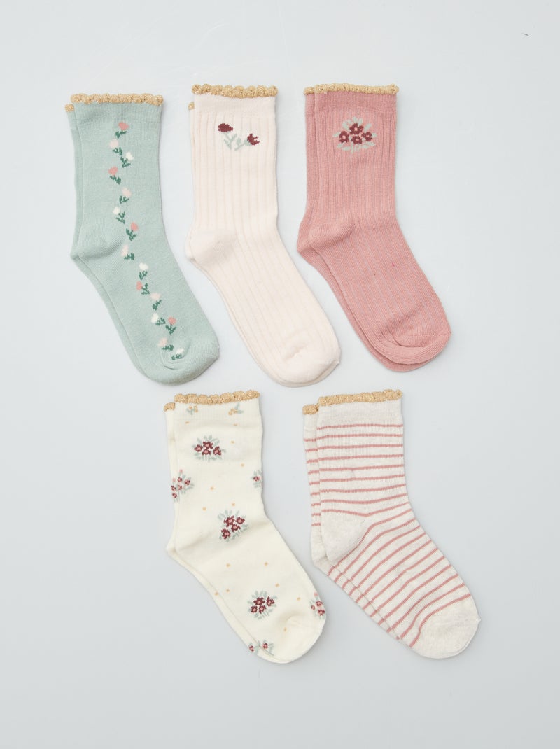 Lot de 5 paires de chaussettes colorées Doré - Kiabi