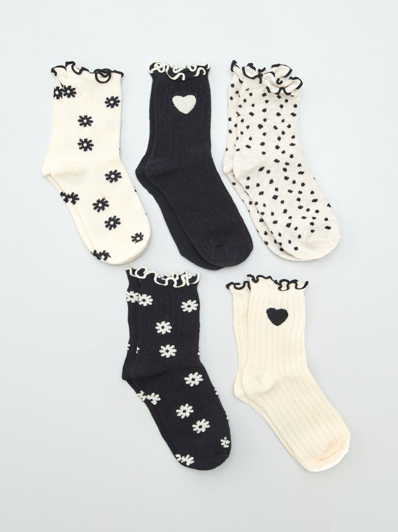 Lot de 5 paires de chaussettes colorées Noir - Kiabi