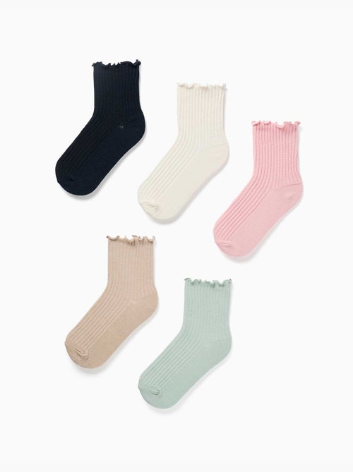 Lot de 5 paires de chaussettes côtelées avec tiges ondulées - Kiabi Lot de 5 paires de chaussettes côtelées avec tiges ondulées - Kiabi
