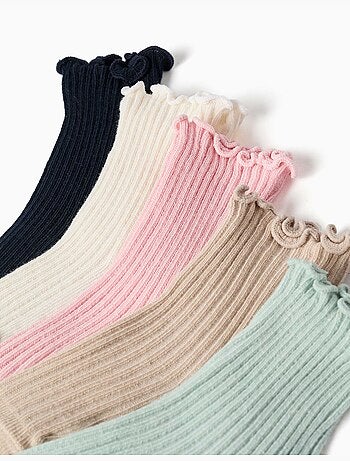 Lot de 5 paires de chaussettes côtelées avec tiges ondulées