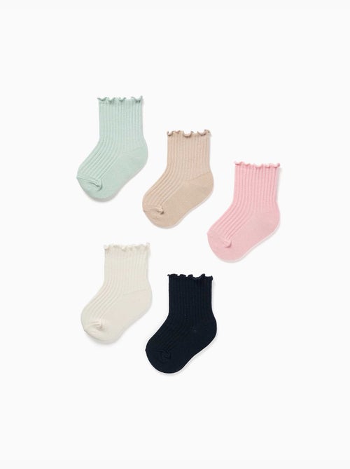 Lot de 5 paires de chaussettes côtelées avec tiges ondulées - Kiabi Lot de 5 paires de chaussettes côtelées avec tiges ondulées - Kiabi
