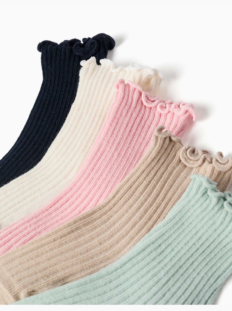Lot de 5 paires de chaussettes côtelées avec tiges ondulées Multicolore - Kiabi