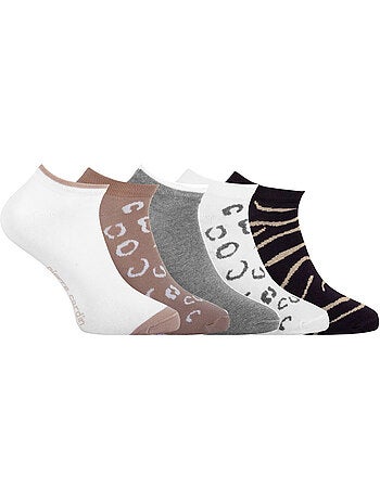 Lot de 5 paires de chaussettes courtes femme à motif pack a pierre cardin