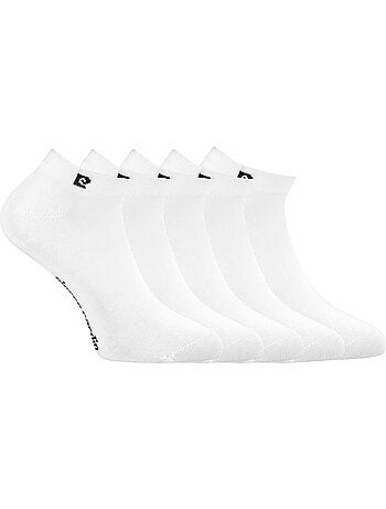 Lot de 5 paires de chaussettes courtes femme unie logo noir pc 0372 pierre cardin