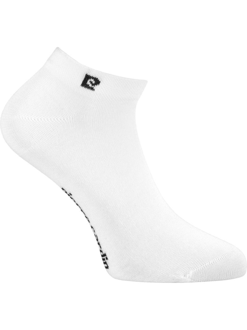 Lot de 5 paires de chaussettes courtes femme unie logo noir pc 0372 pierre cardin Blanc - Kiabi