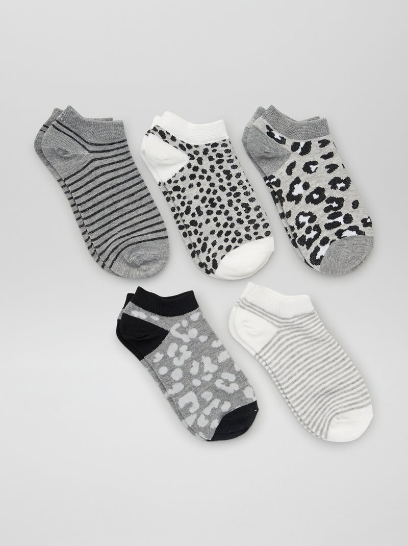 Lot de 5 paires de chaussettes courtes gris - Kiabi