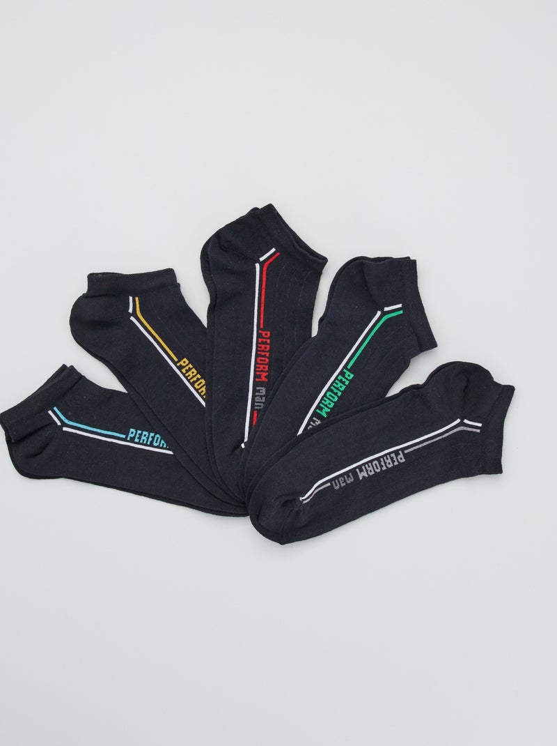 Lot de 5 paires de chaussettes de sport noir - Kiabi