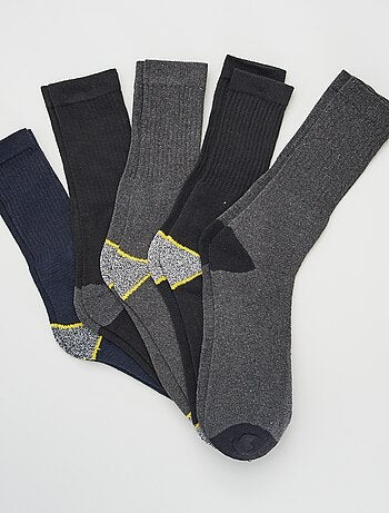 Lot de 5 paires de chaussettes fantaisies - Bleu/marron - Kiabi