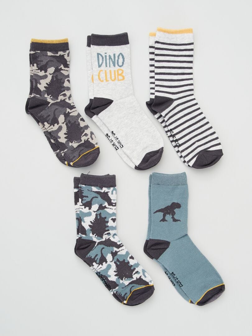 Lot de 5 paires de chaussettes 'dinosaure' dino - Kiabi