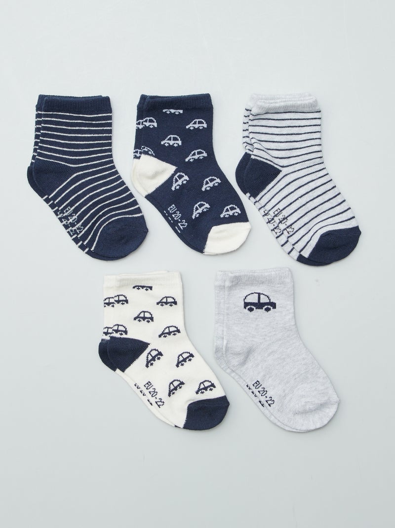 Lot de 5 paires de chaussettes en maille stretch Bleu marine - Kiabi