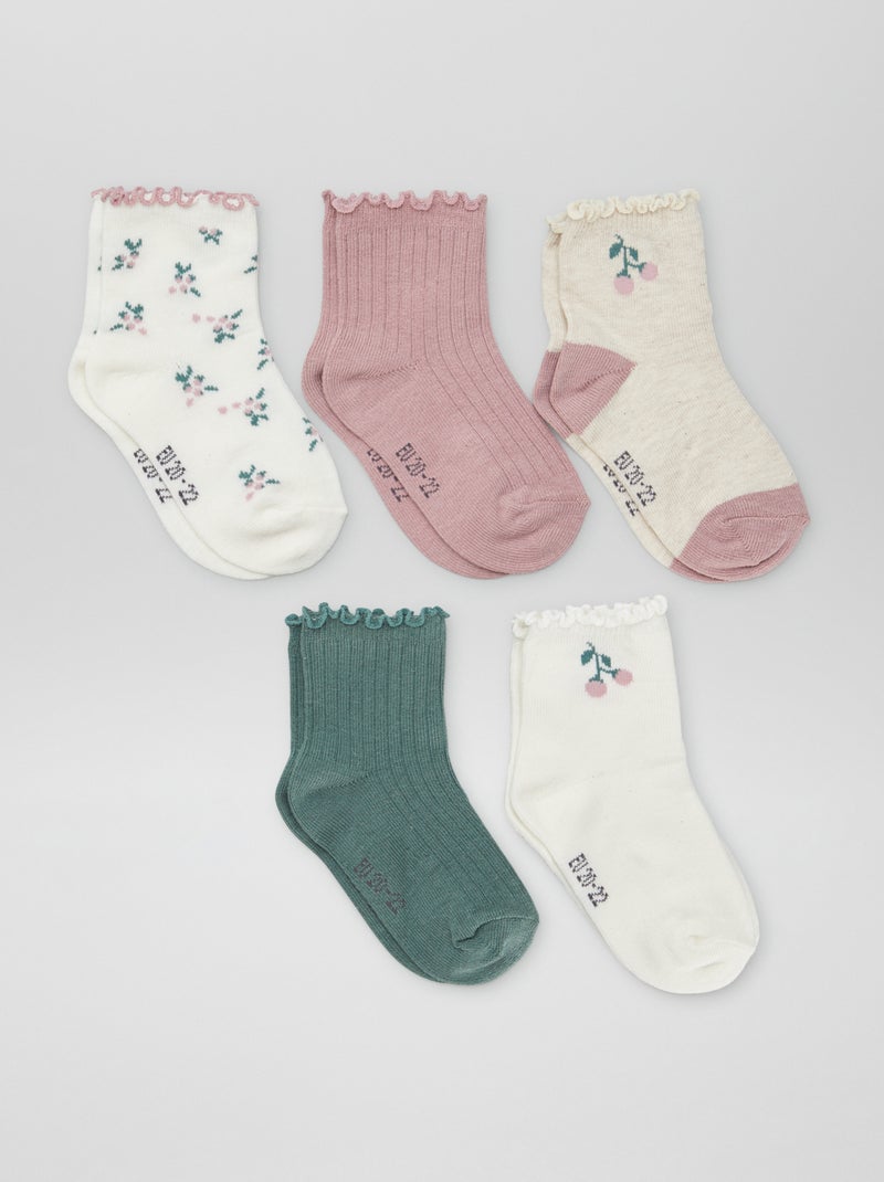 Lot de 5 paires de chaussettes en maille stretch Kaki - Kiabi
